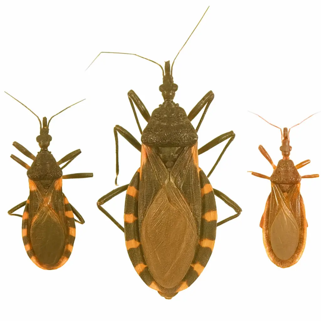 Close-up of a kissing bug and information about Chagas disease prevention in Columbus